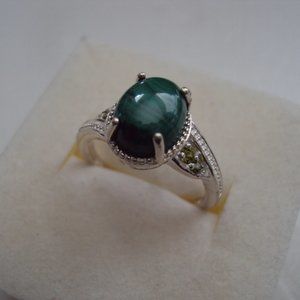 New Malachite SS ring size 6  DAD763   FINAL MARKDOWN